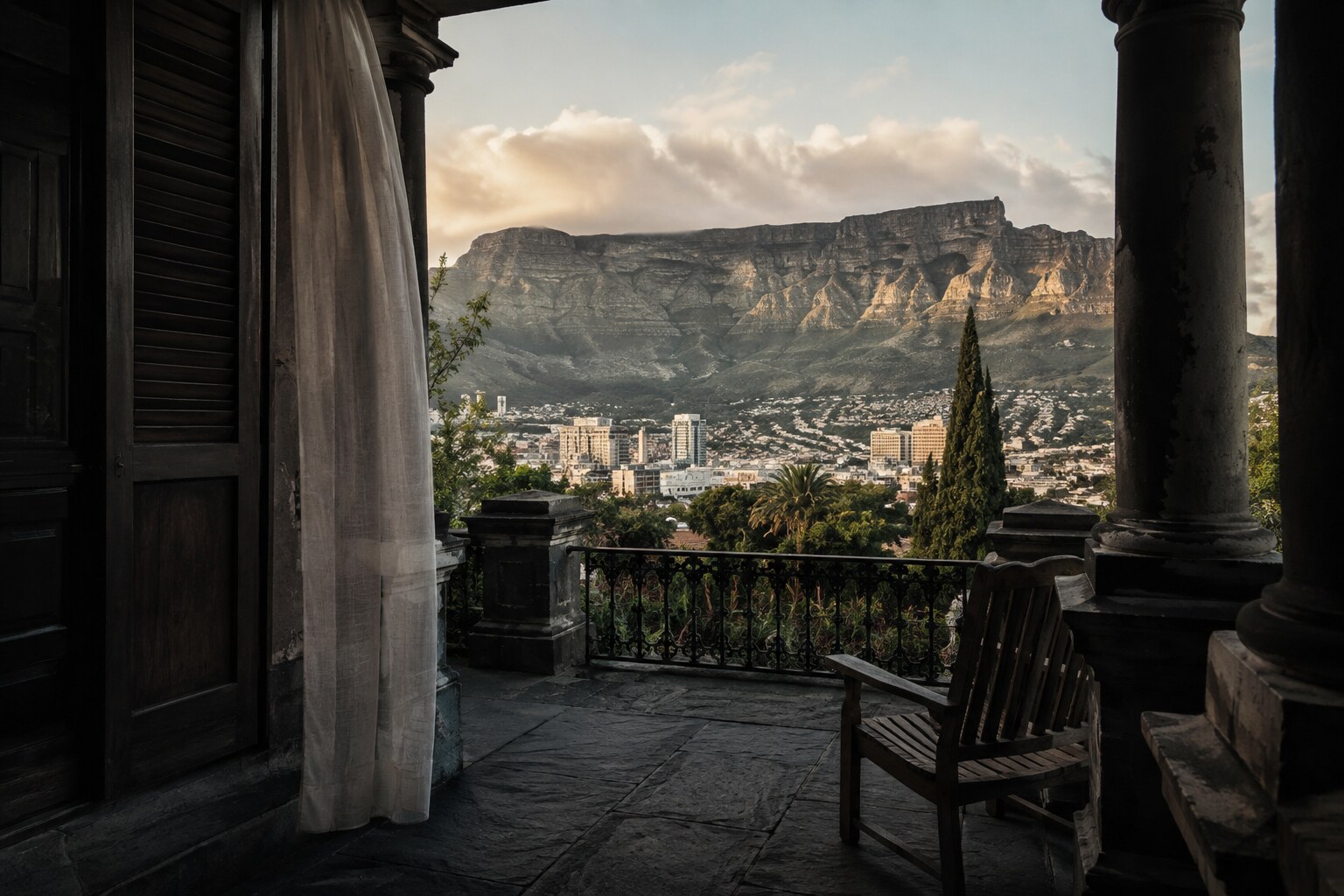 Table Mountain seen from a Cape Town terrace